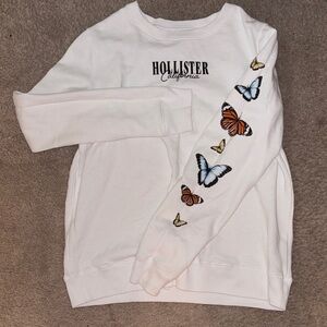 Hollister White Pullover with Butterfly Accents